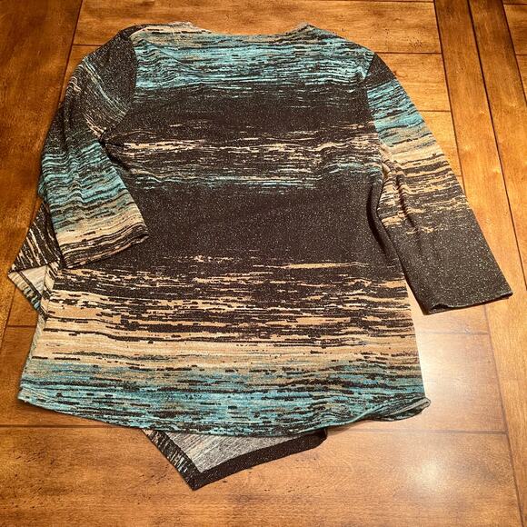 2 Different JM Collection Pullover Tops Womens Sz L Multicolor + Glitter R8A33 - Picture 7 of 16